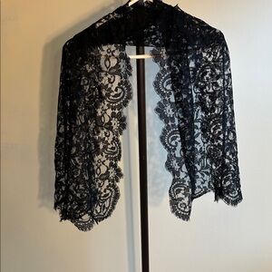 Vintage lace scarf- black